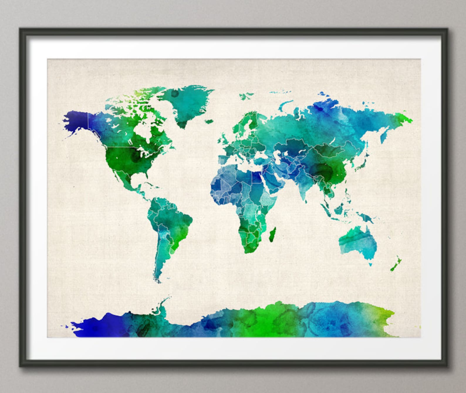 Watercolor Map of the World Map, Art Print WM (513) - Etsy UK