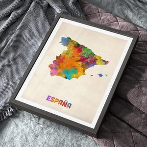 Spain Map Watercolour Art Print Poster, Country Travel Wall Decor - JM ((997) image 5