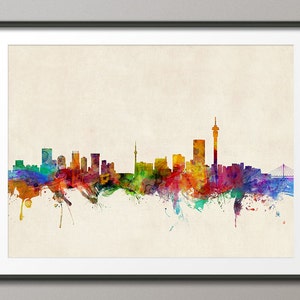 Johannesburg Skyline, Johannesburg South Africa Cityscape Art Print (353)