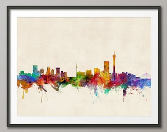 Johannesburg Skyline, Johannesburg South Africa Cityscape Art Print (353)