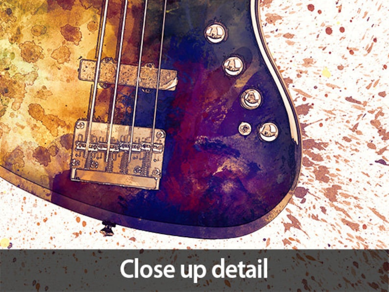 Electric Bass Guitar Abstract Watercolor Music Instrument Art Etsy