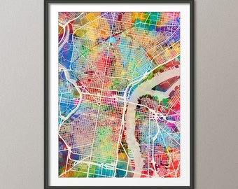 Philadelphia Map, Pennsylvania, Art Print (1338)