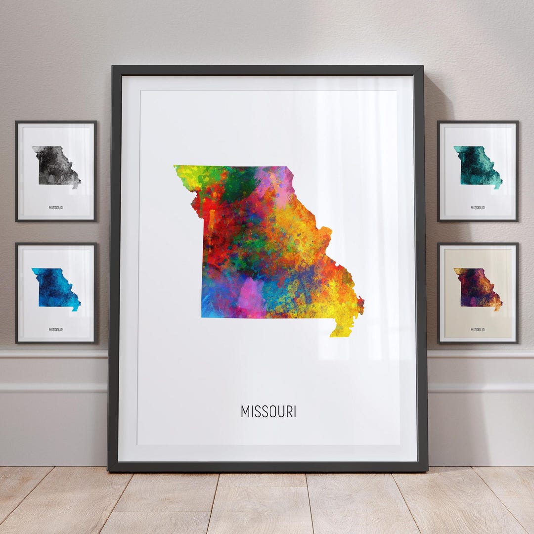 Missouri Map, US State Watercolour Painting Art Print Poster