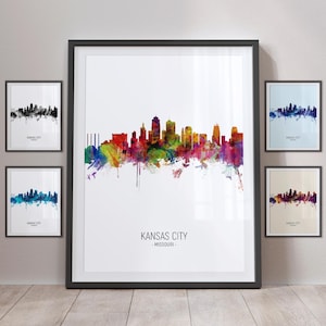 Kansas City Skyline, Kansas City Missouri Stadtbild Kunstdruck Poster Portrait PX (4971)