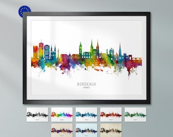 Bordeaux Skyline France, Poster Print Cityscape Art ZX (23322)