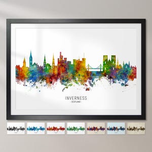 Inverness Skyline Scotland, Cityscape Painting Art Print Poster CX (6813)