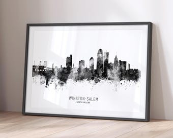 Winston-Salem Skyline North Carolina, plakat artystyczny z pejzażem miejskim BX (16214)