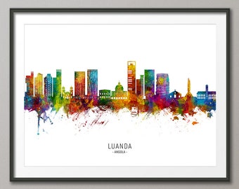 Luanda Skyline Angola, Cityscape Painting Art Print Poster CX (29551)