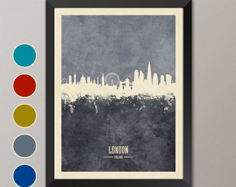 London Skyline, London Cityscape England, Watercolor Art Print Poster (4143)