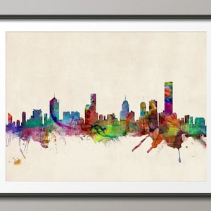 Melbourne Skyline, Melbourne Austrália Cityscape Art Print (512)