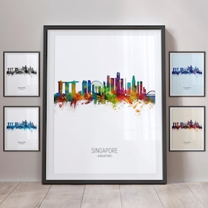 Skyline van Singapore, Singapore Singapore stadsgezicht kunstafdruk poster portret PX (5054)