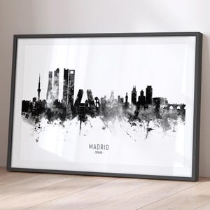 Madrid Skyline Spain, Cityscape Painting Art Print Poster BX (11473)