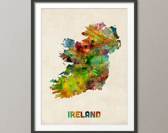 Ireland Watercolor Map, Art Print (438)