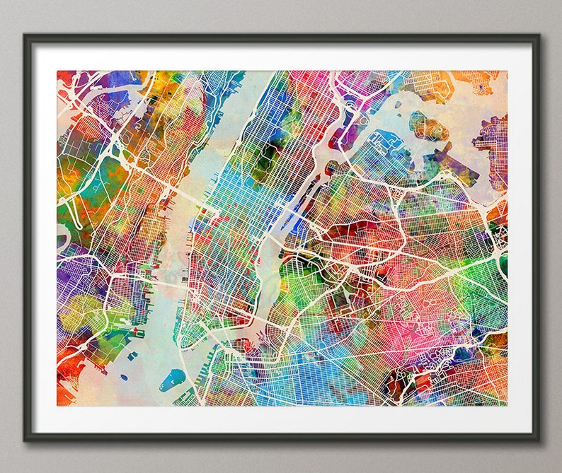 New York City Street Map USA Art Print 1307 Etsy