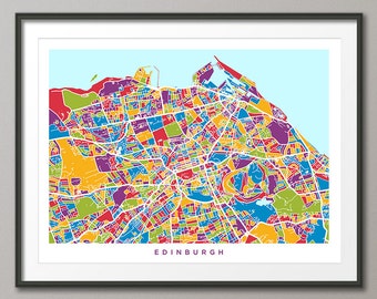 Edinburgh Map, Scotland, Edinburgh City Street Map Art Print (1350)