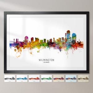 Wilmington Skyline Delaware, Cityscape Painting Stampa artistica Poster CX (6733)