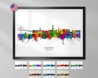 Newport Skyline Rhode Island, Cityscape Painting Art Print Poster YX (43619)