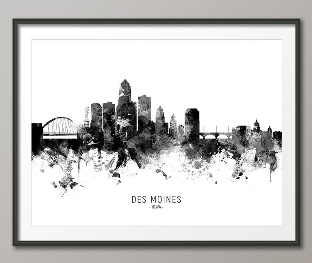 Des Moines Skyline Des Moines Iowa Cityscape Art Print Poster