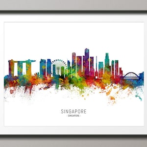 Singapore Skyline Singapore, Cityscape Painting Art Print Poster CX (6522)