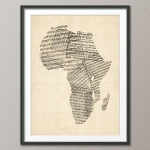 Partitions anciennes de l'Afrique, carte, impression d'art QX (342)