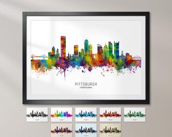 Pittsburgh Skyline PA, Cityscape Art Print Poster KX (38143)
