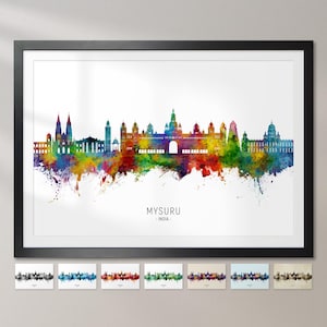 Mysuru Skyline India, Mysore Cityscape Painting Art Print Poster CX (25979)