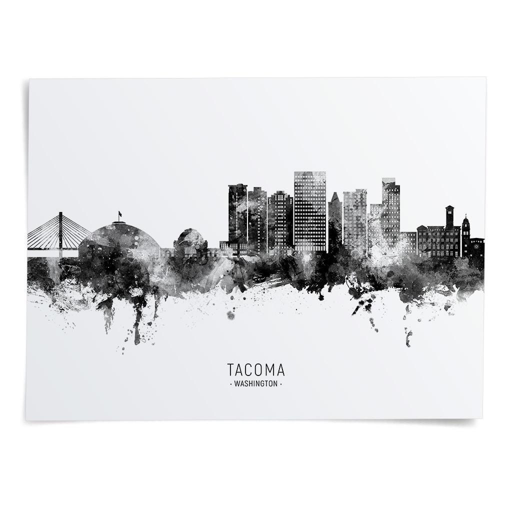 i□ 古田 帯川 フルタ タイセン 増水のセーヌ 8号 直筆サイン 絵画 Tacoma Skyline Washington, Cityscape Painting Art Print