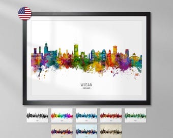 Wigan Skyline England, Art Print Poster YX (23967)