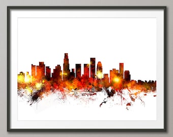 Los Angeles Skyline, Los Angeles California Cityscape Art Print (1085)