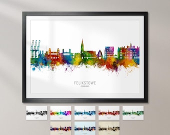 Felixstowe Skyline England, Cityscape Art Print Poster KX (30409)