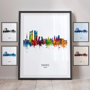 Madrid Skyline, Madrid Spain Cityscape Art Print Poster Portrait PX (5006)