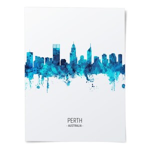 Perth Skyline, Perth Australia Cityscape Art Print Poster Portrait PX ...