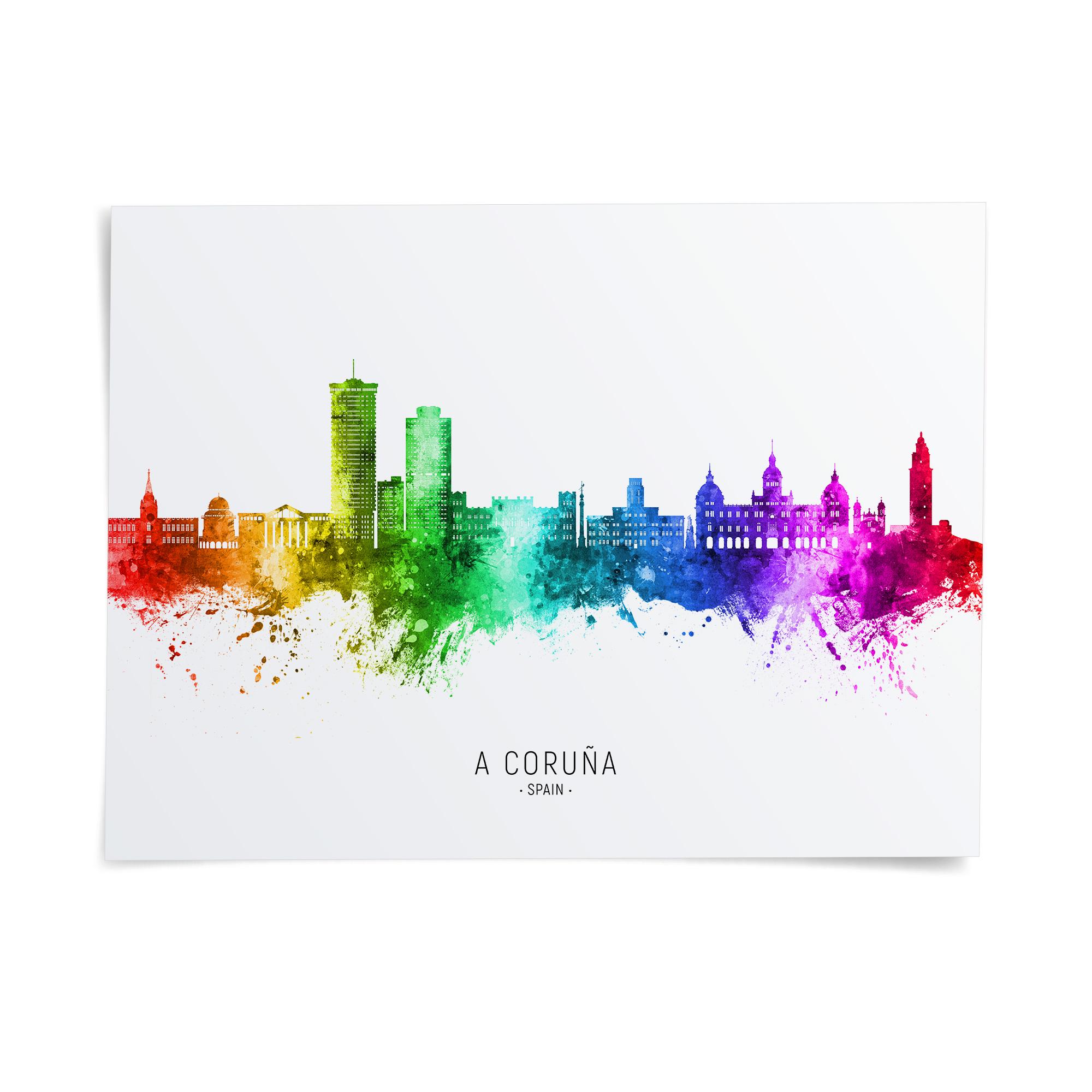 A Coruna Skyline Spain, Poster Print Cityscape Art ZX (24966