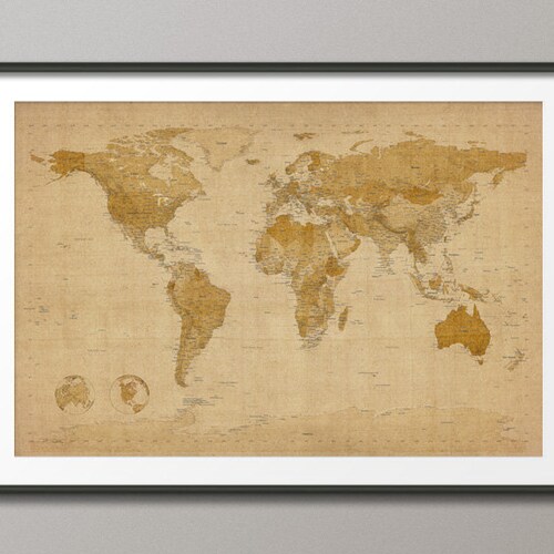 Antique Style Map of the World Map Art Print 24x36 Inch - Etsy