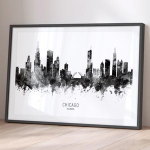 Chicago Skyline Illinois, stadsgezicht schilderij Art Print poster BX (11456)