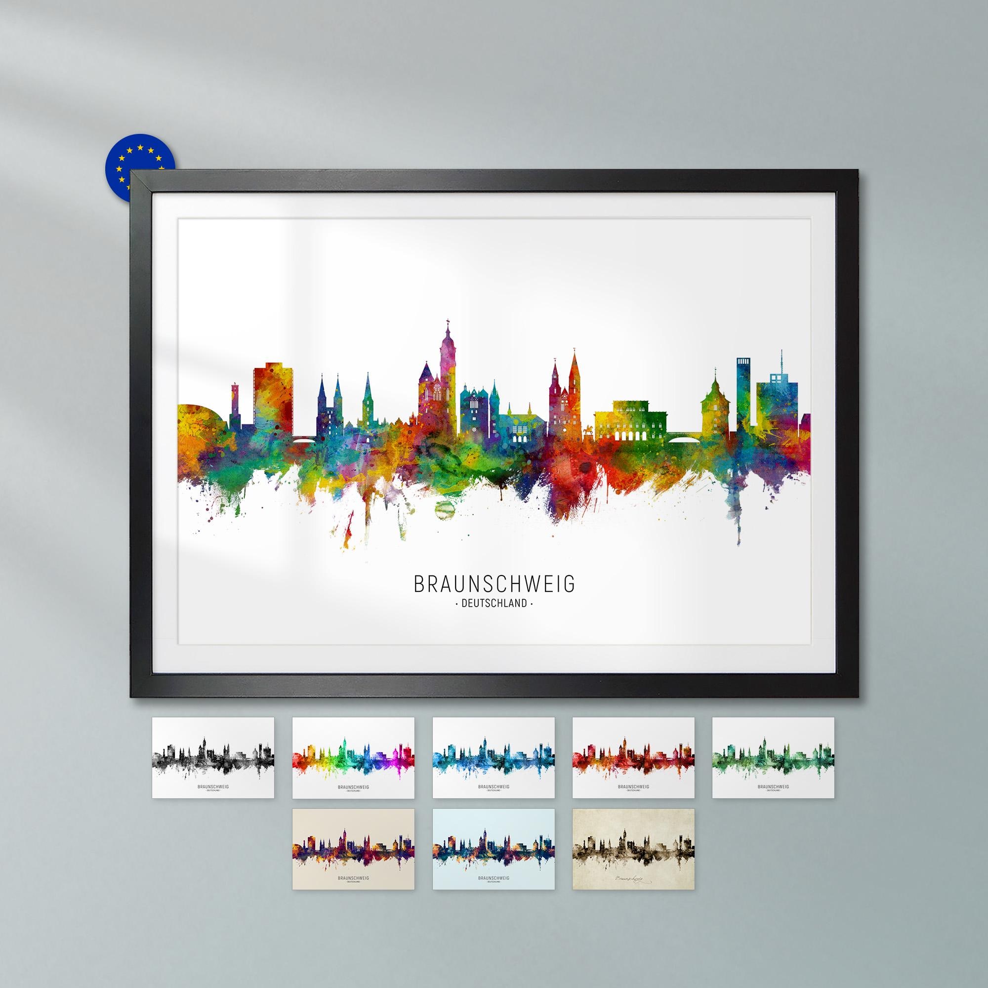Braunschweig Skyline Deutschland, Poster Print Cityscape Art ZX