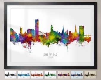 Sheffield Skyline England, Cityscape Painting Art Print Poster CX (16037)