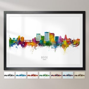 Boise Skyline Idaho, Cityscape Painting Art Print Poster CX (16145)