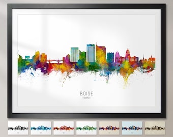 Boise Skyline Idaho, Cityscape Painting Art Print Poster CX (16145)