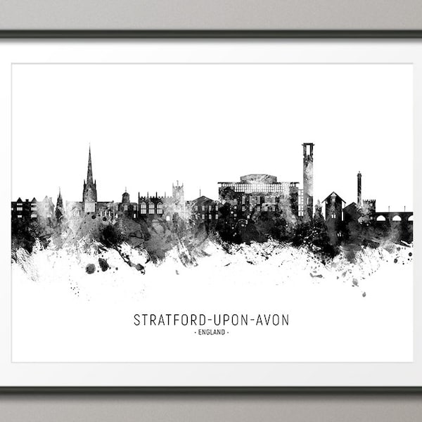 Stratford-upon-Avon Skyline, Stratford-upon-Avon England Cityscape Art Print Poster (24428)