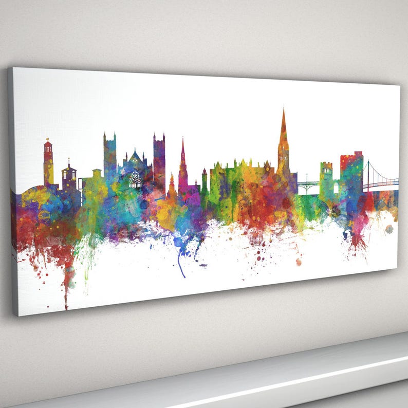 Exeter Skyline Canvas Exeter Cityscape Canvas Art Print Etsy