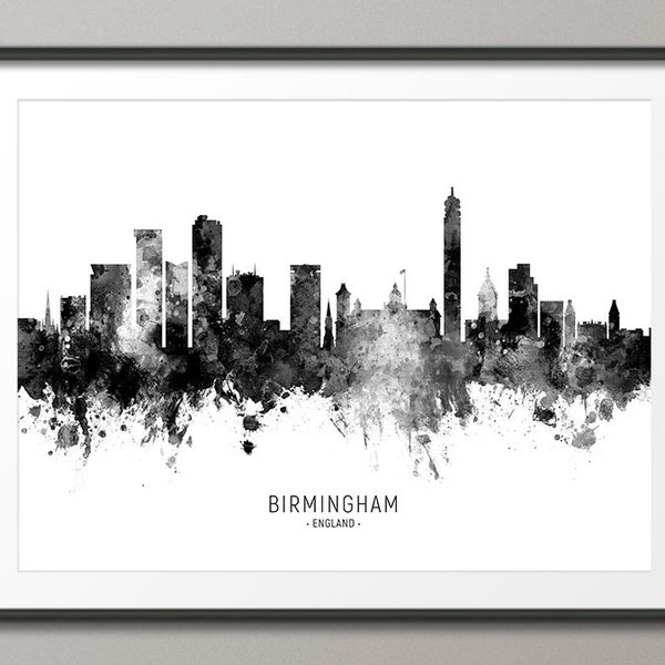 Birmingham Skyline, Birmingham England Cityscape Art Print Poster (11452)