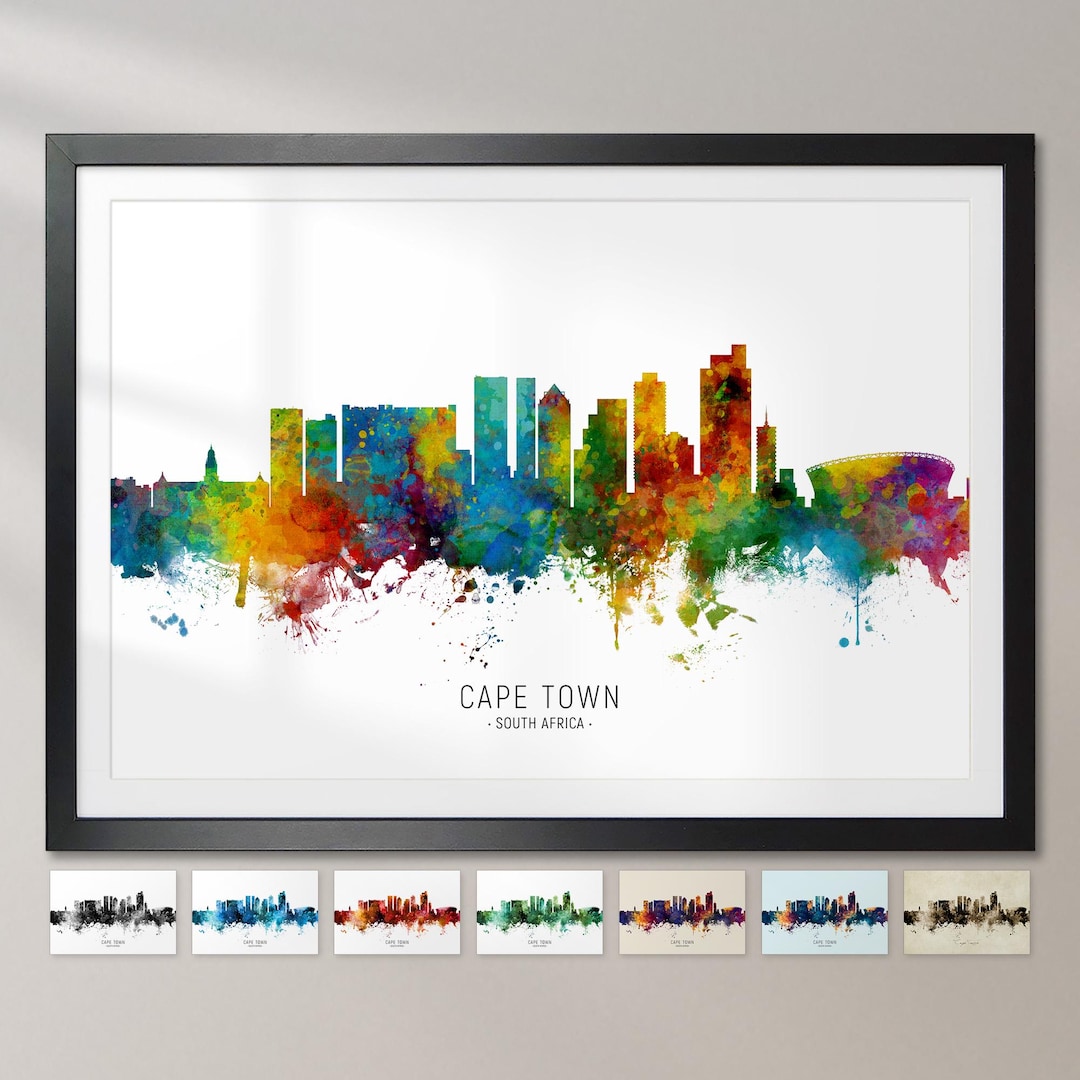 Cape Town Skyline South Africa, Cityscape Painting Art Print Poster CX ...