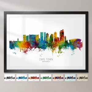 Póster con impresión artística de la pintura del horizonte de Ciudad del Cabo, Sudáfrica, CX (6492)