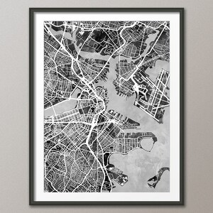 Boston Map, Boston Massachusetts City Street Map, Art Print (2332)