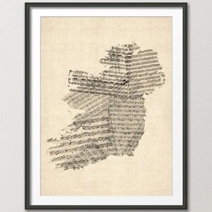Oude bladmuziekkaart van Ierland, kaart QX (Eire), kunstafdruk QX (925)