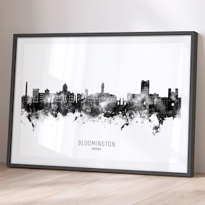 Bloomington Skyline Indiana, Cityscape Painting Art Print Poster BX (29966)