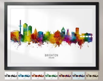 Póster con impresión artística de la pintura del paisaje urbano de Brighton, Inglaterra, CX (15998)