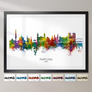 Pamplona Skyline Spain, Cityscape Painting Art Print Poster CX (24289)