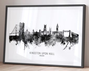 Kingston upon Hull Skyline England, Cityscape Painting Art Print Poster BX (11543)
